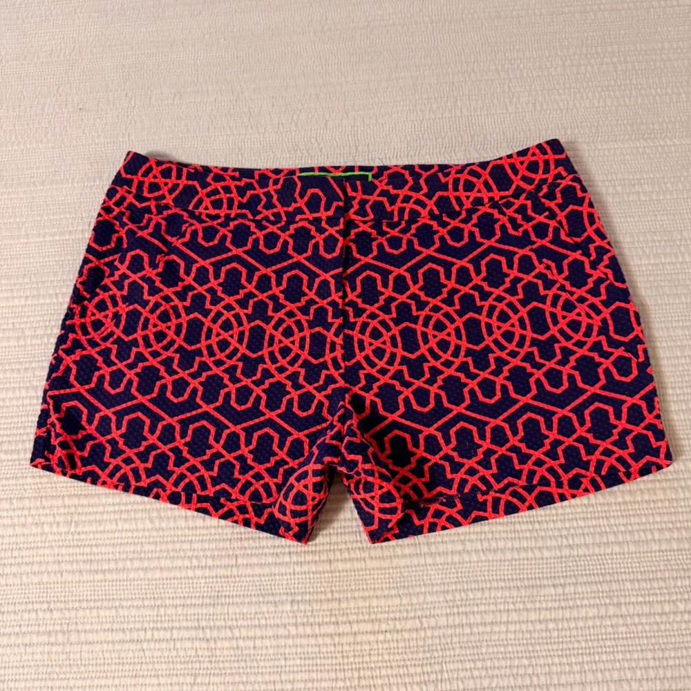 C. Wonder Women's Navy Pink Geometric Trellis Textured Cotton Shorts Size 10